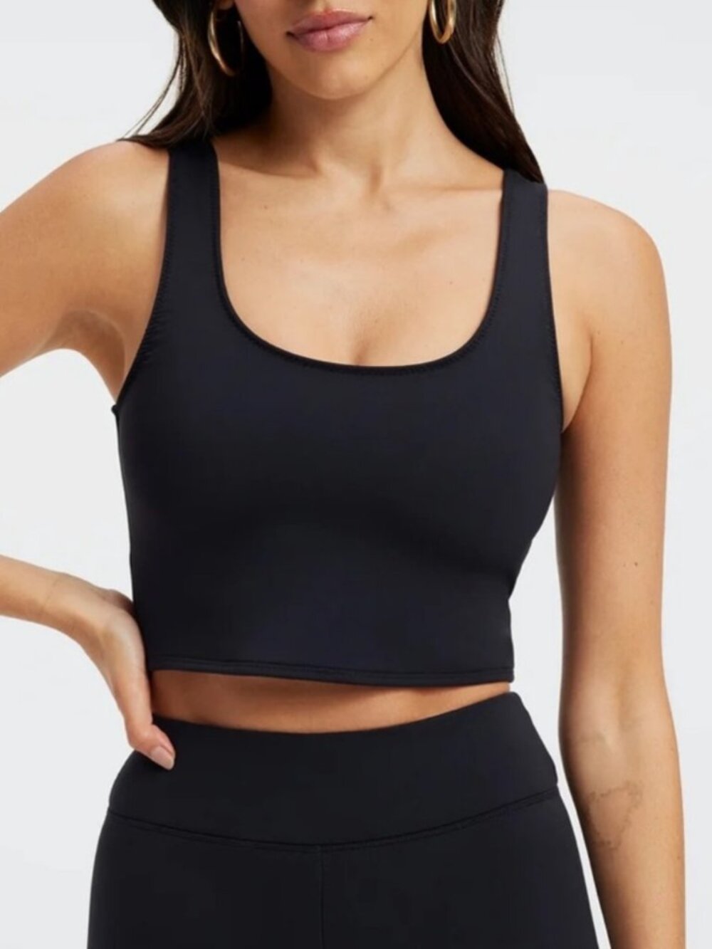 NWT good american black tank bikini top  size 4